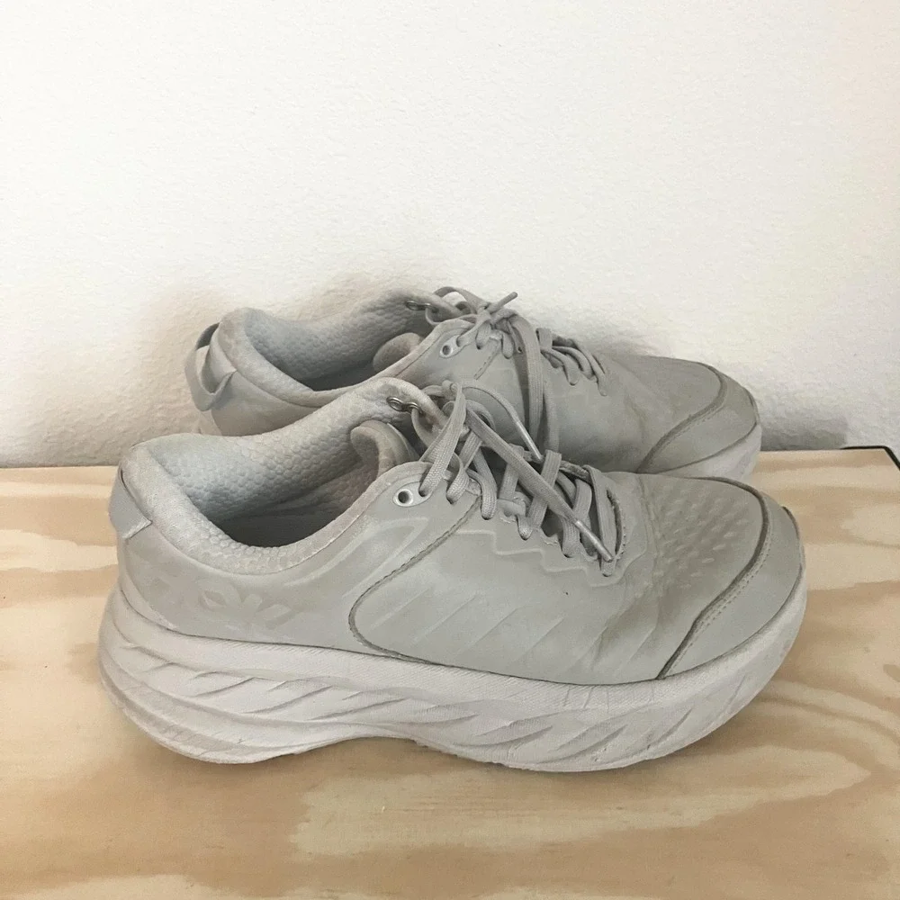 Hoka One One Bondi SR Shoes Womens Size 8.5 Gray Leather Slip Resistant Work